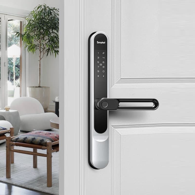Simpled smart lock fitted to an existing front door