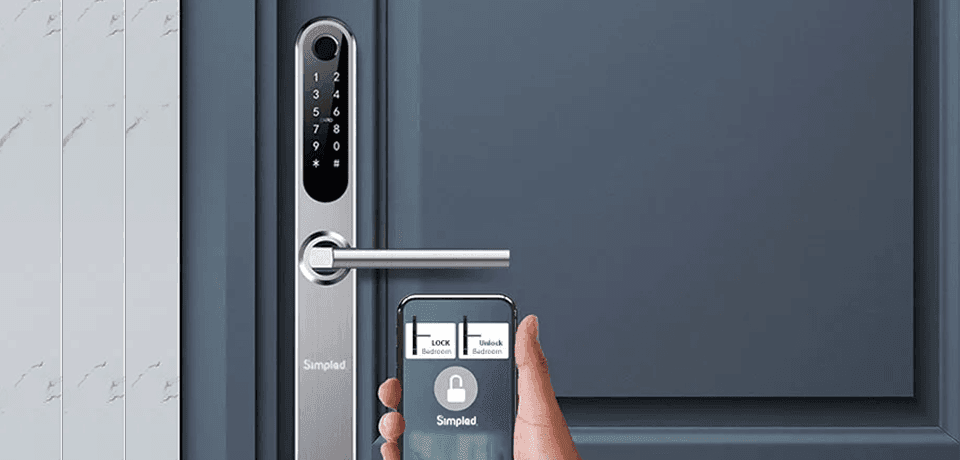 Simpled EF Slim Series in silver, showing the fingerprint sensor and keypad