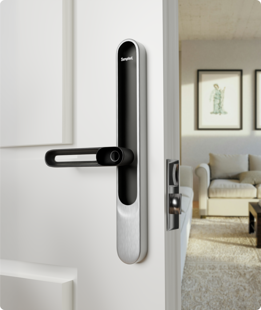 Smart lock installed on a door