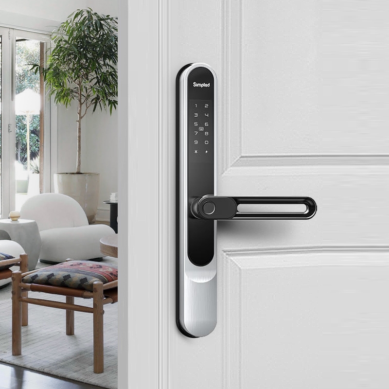 Simpled smart lock fitted to an existing front door
